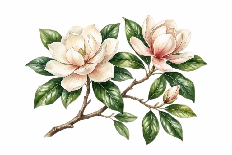 Watercolor soft bouquet with green leaves