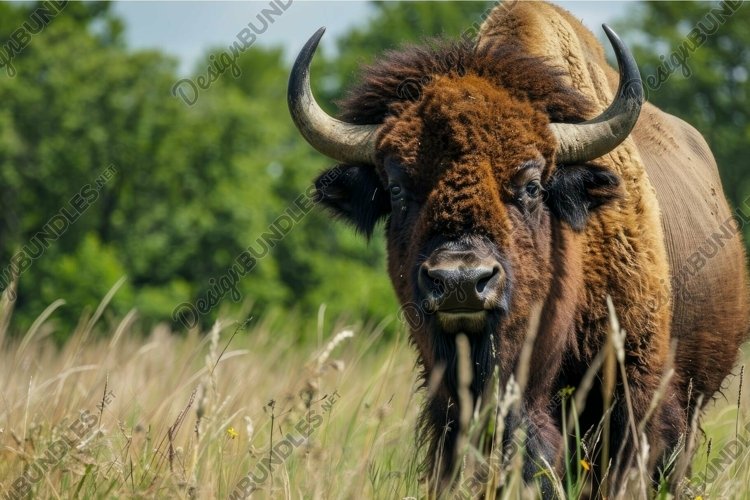 Majestic american bison in natural habitat example image 1