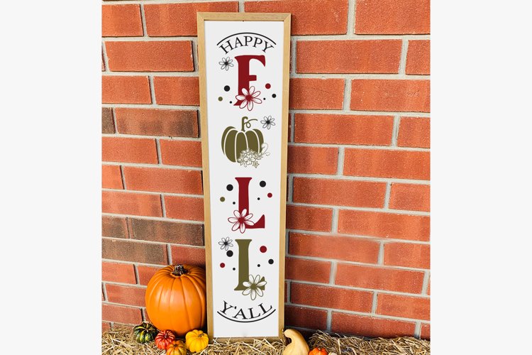 Happy Fall Y'all, Fall Porch Sign, Autumn Porch Sign SVG example image 1