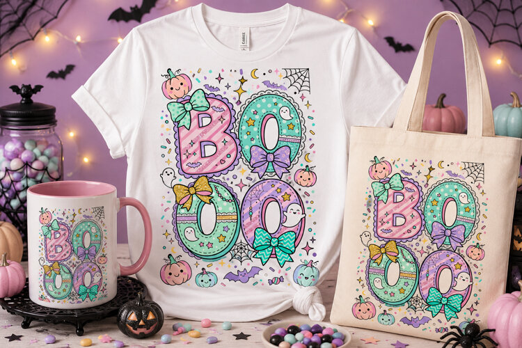 Boo PNG | Cute Pastel Halloween Ghost Letter Design example image 1