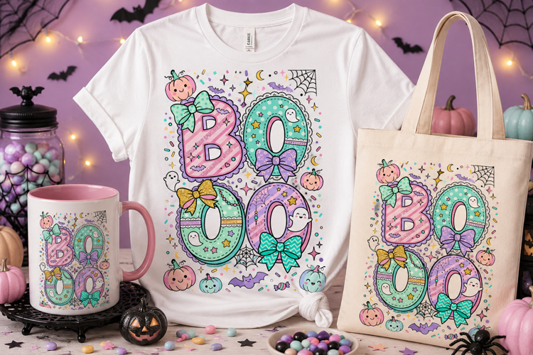 Boo PNG | Cute Pastel Halloween Ghost Letter Design