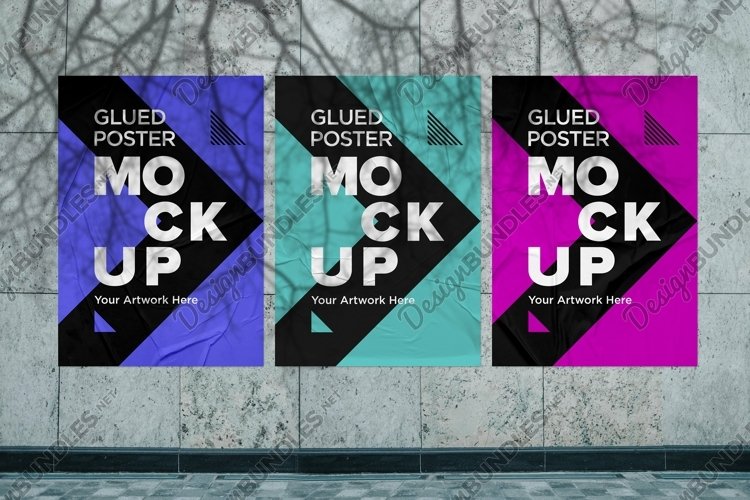 Glued and Crumpled Poster Mockup with Shadow Overlay example image 1