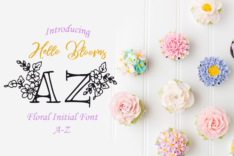 Hello Blooms Floral Initial Font example image 1