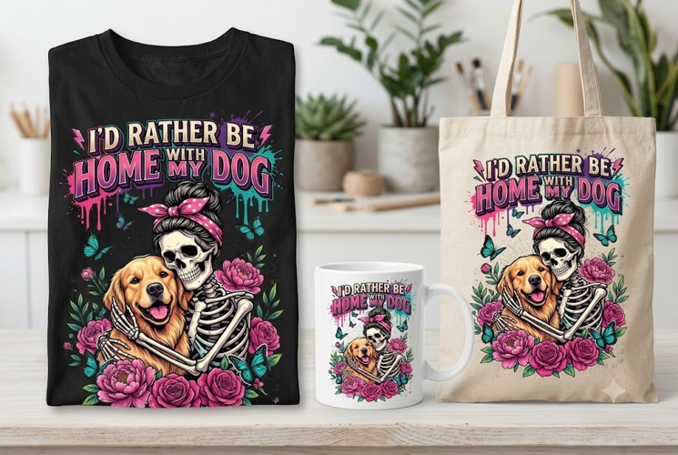 I'd Rather Be Home With My Dog PNG | Funny Dog Lover Design