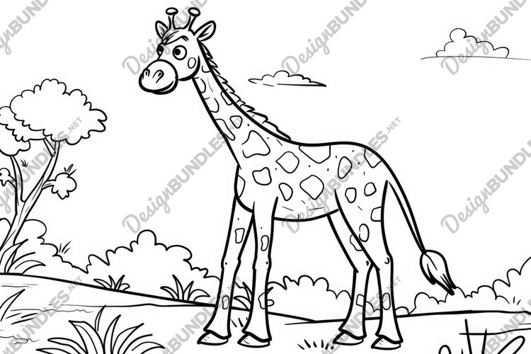 Giraffe Coloring Page example image 1