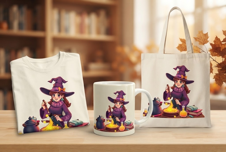 Halloween Witch PNG | Cute Witch Magic Potion Clipart