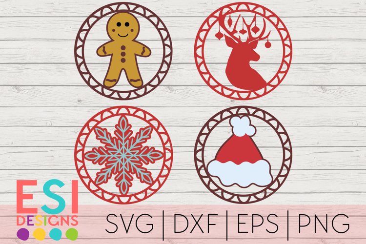 Christmas SVG |Gift Tag / Ornament Design Set|SVG DXF EPS PN example image 1
