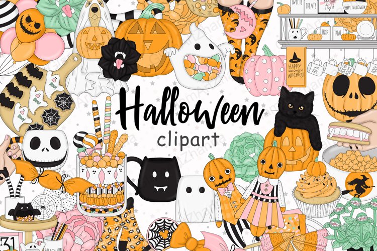 Halloween CLIPART, Fall clipart, Pumpkin clipart - PNG files example image 1