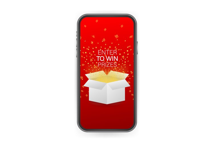 Enter to Win Prizes. Open Red Gift Box and Confetti on smart example image 1
