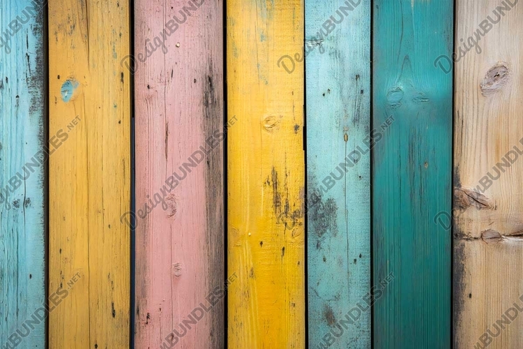 Spring color wooden planks table example image 1