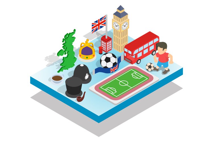 England concept banner, isometric style