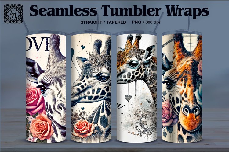 4 Gothic Giraffe Tumbler Sublimation, 20 oz Tumbler Wrap