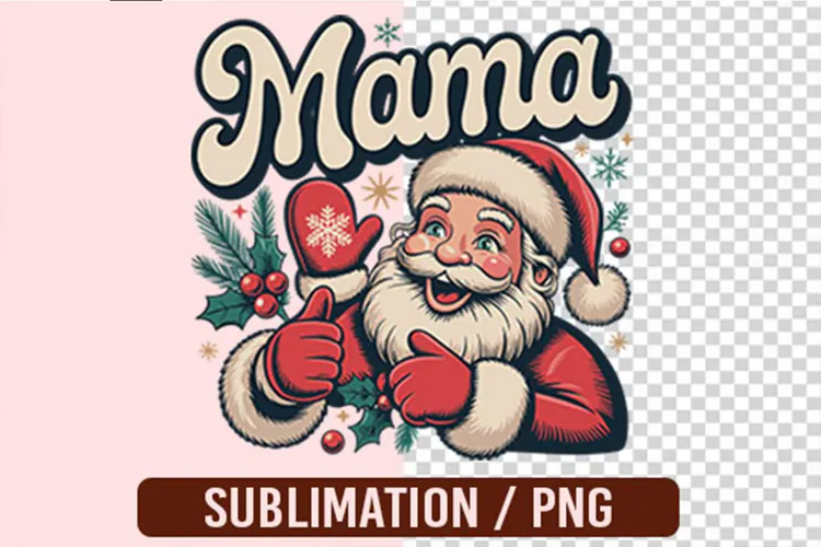 Santa mama checkered PNG Designs