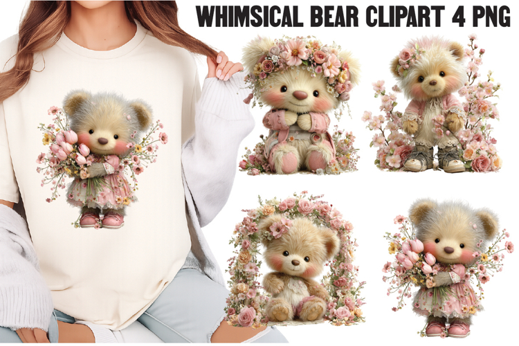 Whimsical bear clipart Png