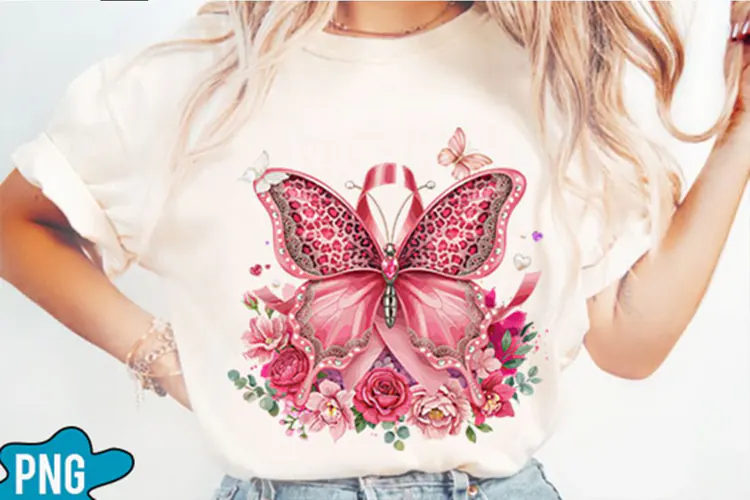 Breast Cancer Butterfly Sublimation