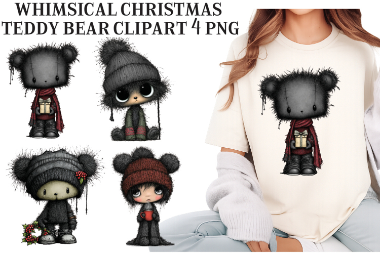 Whimsical Christmas teddy bear Png clipart