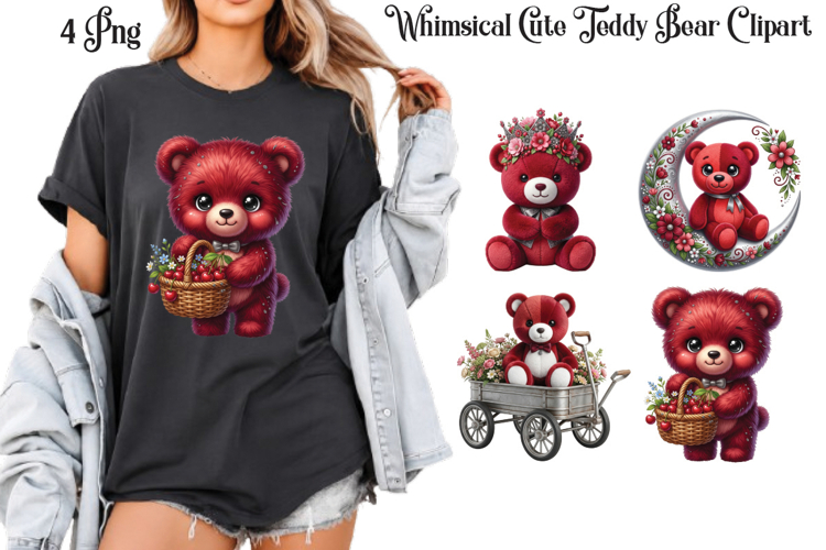 Whimsical Cute Teddy Bear Clipart Png