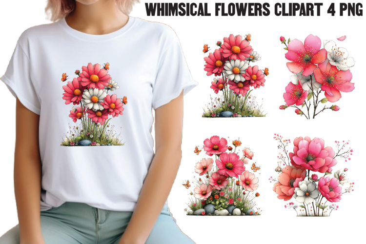 Whimsical Flowers Clipart PNG
