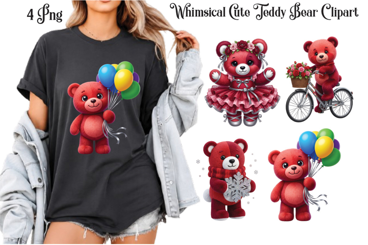 Whimsical Cute Teddy Bear Clipart Png