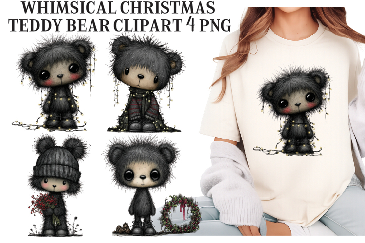Whimsical Christmas teddy bear Png clipart