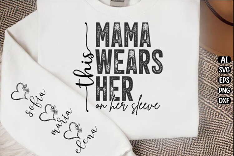 This Mama Wears Her Heart Svg Design