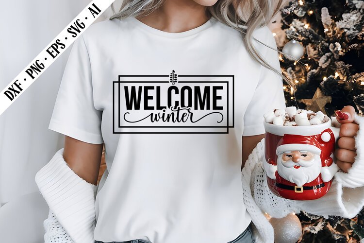 Welcome Winter Svg, Christmas Svg Designs example image 1