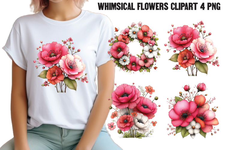 Whimsical Flowers Clipart PNG
