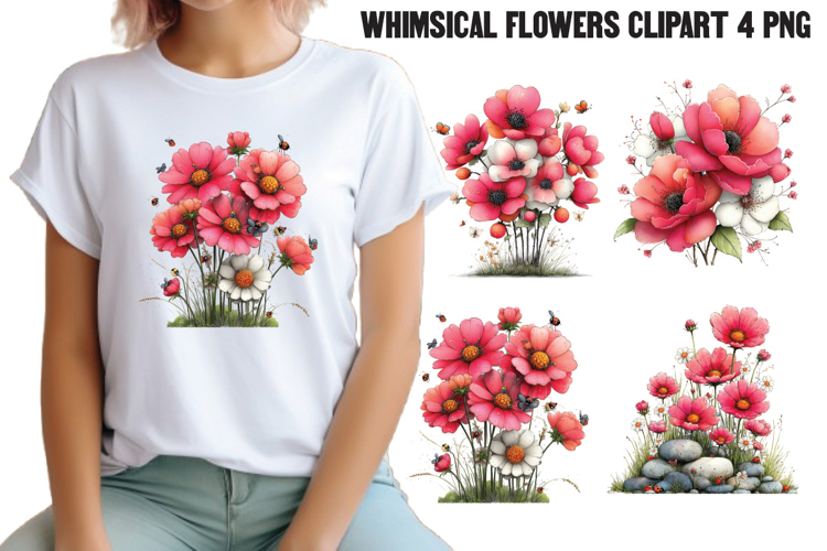 Whimsical Flowers Clipart PNG