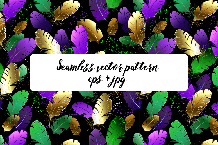 Seamless with Mardi Gras feathers