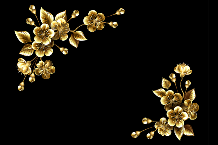 Corner frame with golden sakura