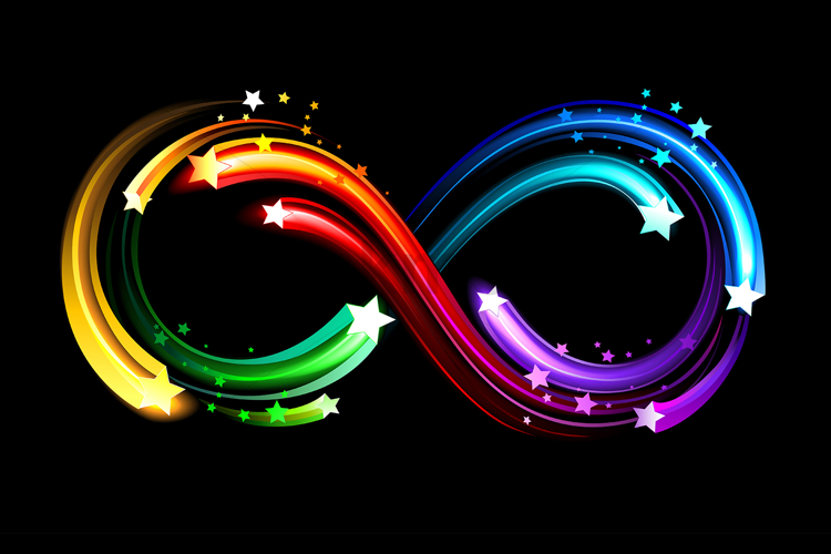 Infinity symbol of rainbow comets
