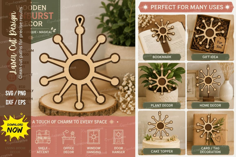sunburst decor svg, wooden sunburst decor, sun ray wall art,