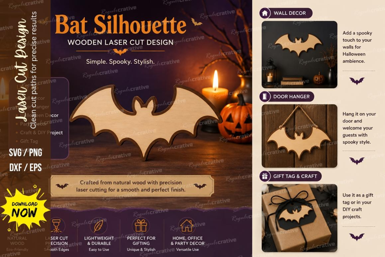 bat silhouette svg, bat laser cut file, halloween bat svg,