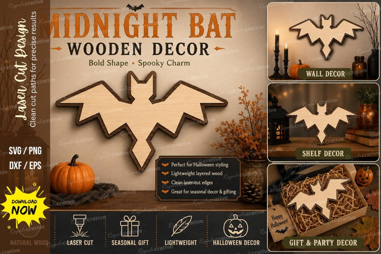 midnight bat svg, bat wall decor svg, halloween bat decor,