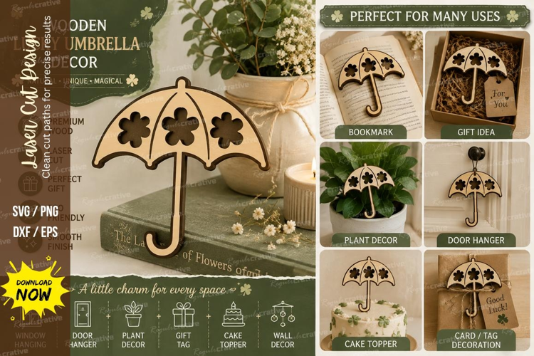 lucky umbrella svg, four leaf clover umbrella, clover umbrel