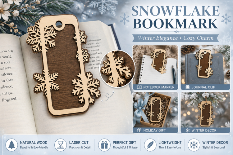 Snowflake Bookmark Laser Cut SVG File snowflake bookmark svg
