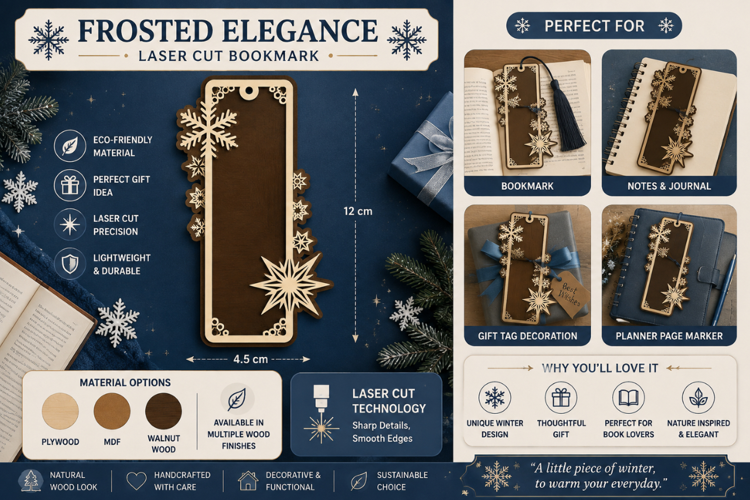 Frosted Bookmark Laser Cut SVG File frosted bookmark svg,