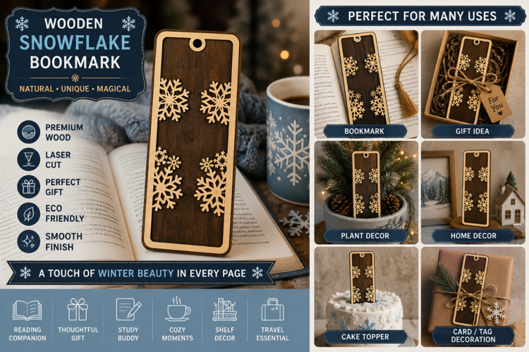 Snowflake Branch Laser Cut SVG File snowflake branch bookmar