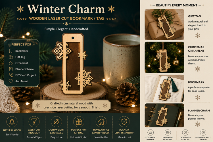 Winter Charm Laser Cut SVG File winter charm svg, snowflake