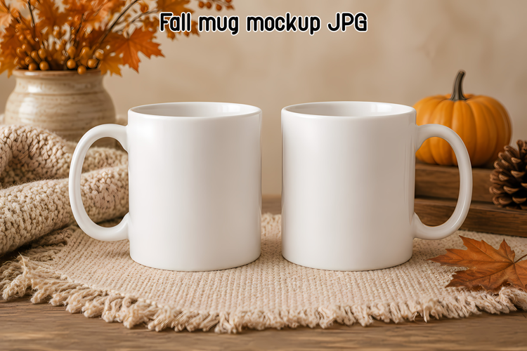 Fall Rustic White Mug Mockup JPG | Halloween Mug