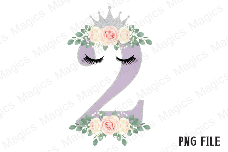 2nd Birthday Girl Unicorn Number Clipart