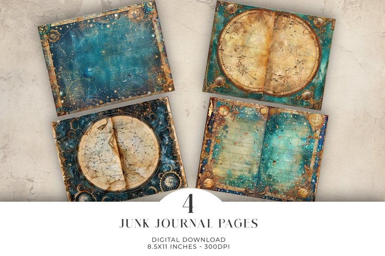 Celestial Junk Journal Digital Paper Bi-fold