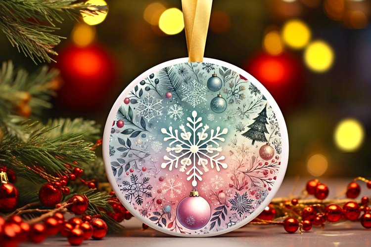 Round Christmas Ornament Sublimation|Clipart