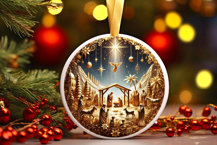 Round Christmas Ornament Sublimation|Clipart