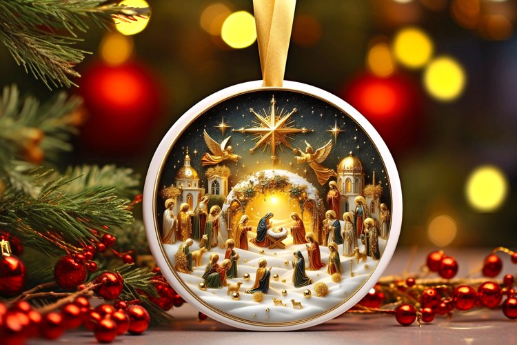 Round Christmas Ornament Sublimation|Clipart