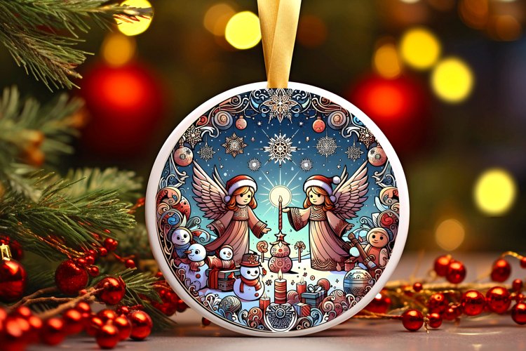 Round Christmas Ornament Sublimation|Clipart
