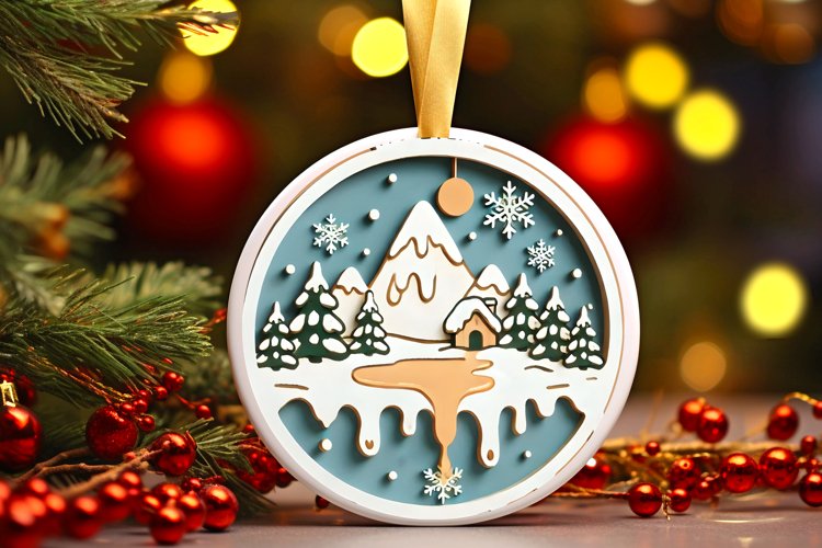 Round Christmas Ornament Sublimation|Clipart