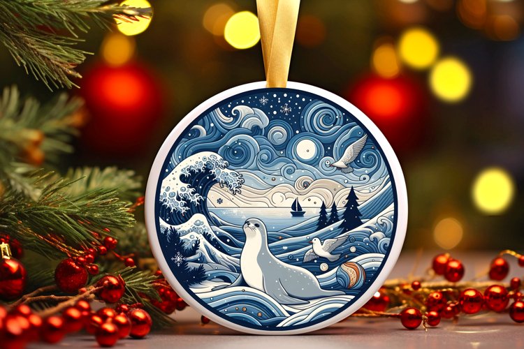 Round Christmas Ornament Sublimation|Clipart