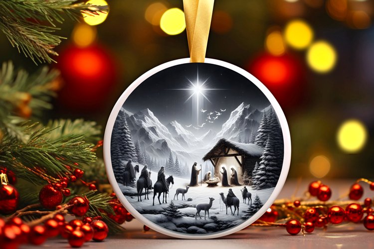 Round Christmas Ornament Sublimation|Clipart