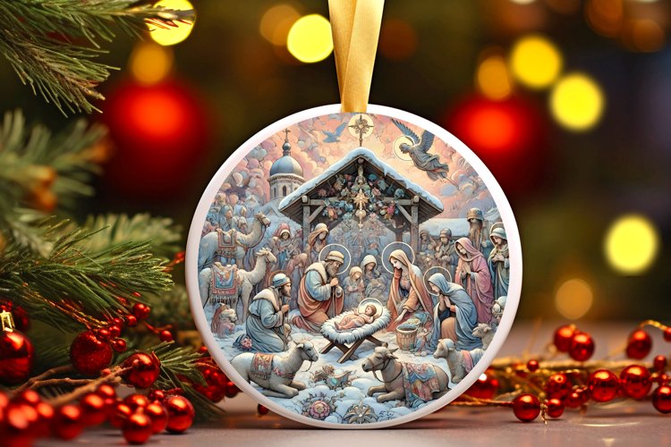 Round Christmas Ornament Sublimation|Clipart